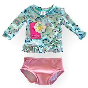 🌈 NWT! Ruffle Butts Two Piece Rash Guard Swimsuit 🩷